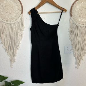 Banana Republic black one shoulder mini dress size 2